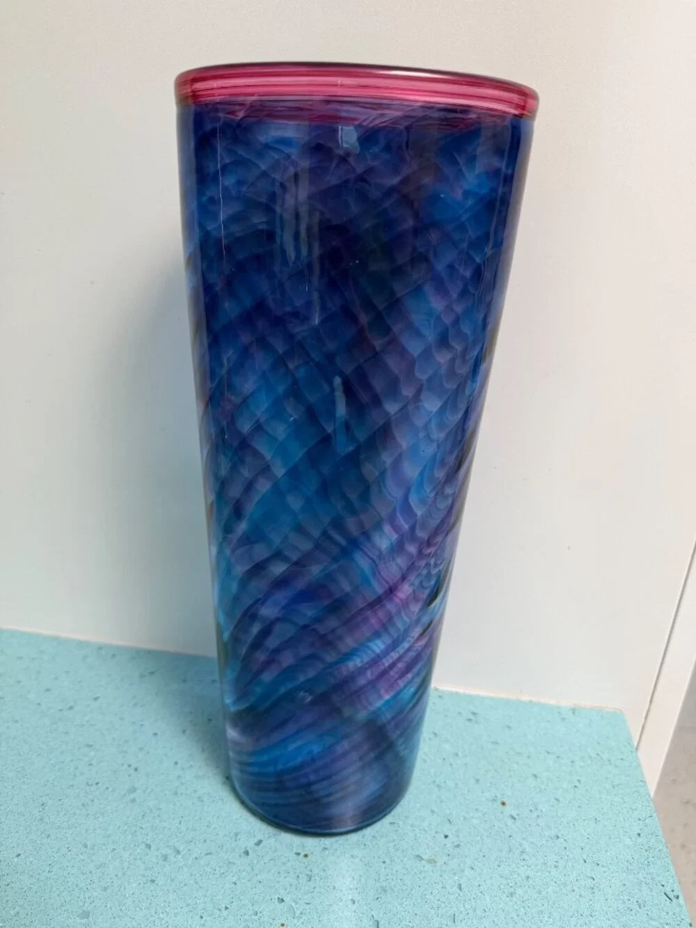C.B. Glass Curtiss Brock Studio Art Glass 13 Inch Vase Signed Large Vintage
